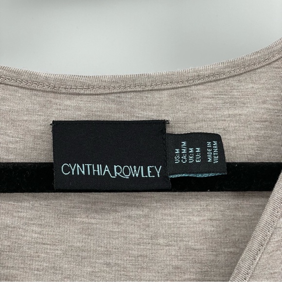 Cynthia Rowley Womens Wrap Dress Cream Heathered V Neck Belted M - Picture 3 of 5